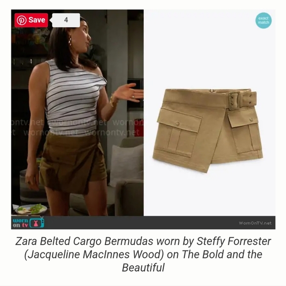 Zara neutral Beige Khaki Tan Cargo Skort Pockets Viral Short Skirt size M - Picture 12 of 12